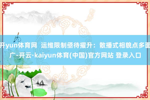 开yun体育网  运维限制亟待擢升：散播式相貌点多面广-开云·kaiyun体育(中国)官方网站 登录入口